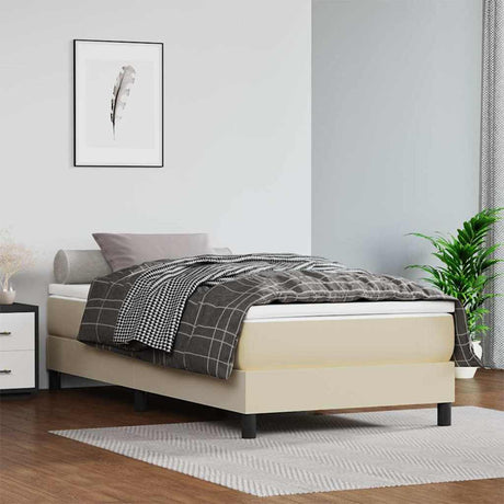 Vidaxl pocketveringmatras medium 80x200x20 cm kunstleer crèmekleurig