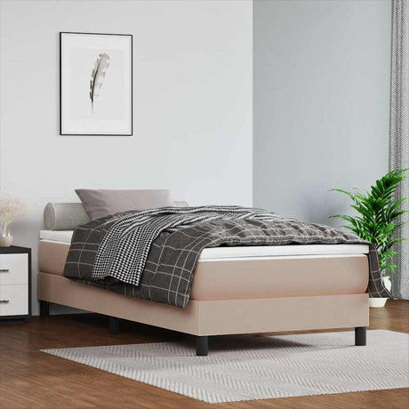 Vidaxl pocketveringmatras medium 90x190x20 cm kunstleer cappuccinokleurig