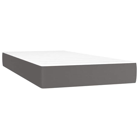Vidaxl pocketveringmatras medium 100x200x20 cm kunstleer grijs