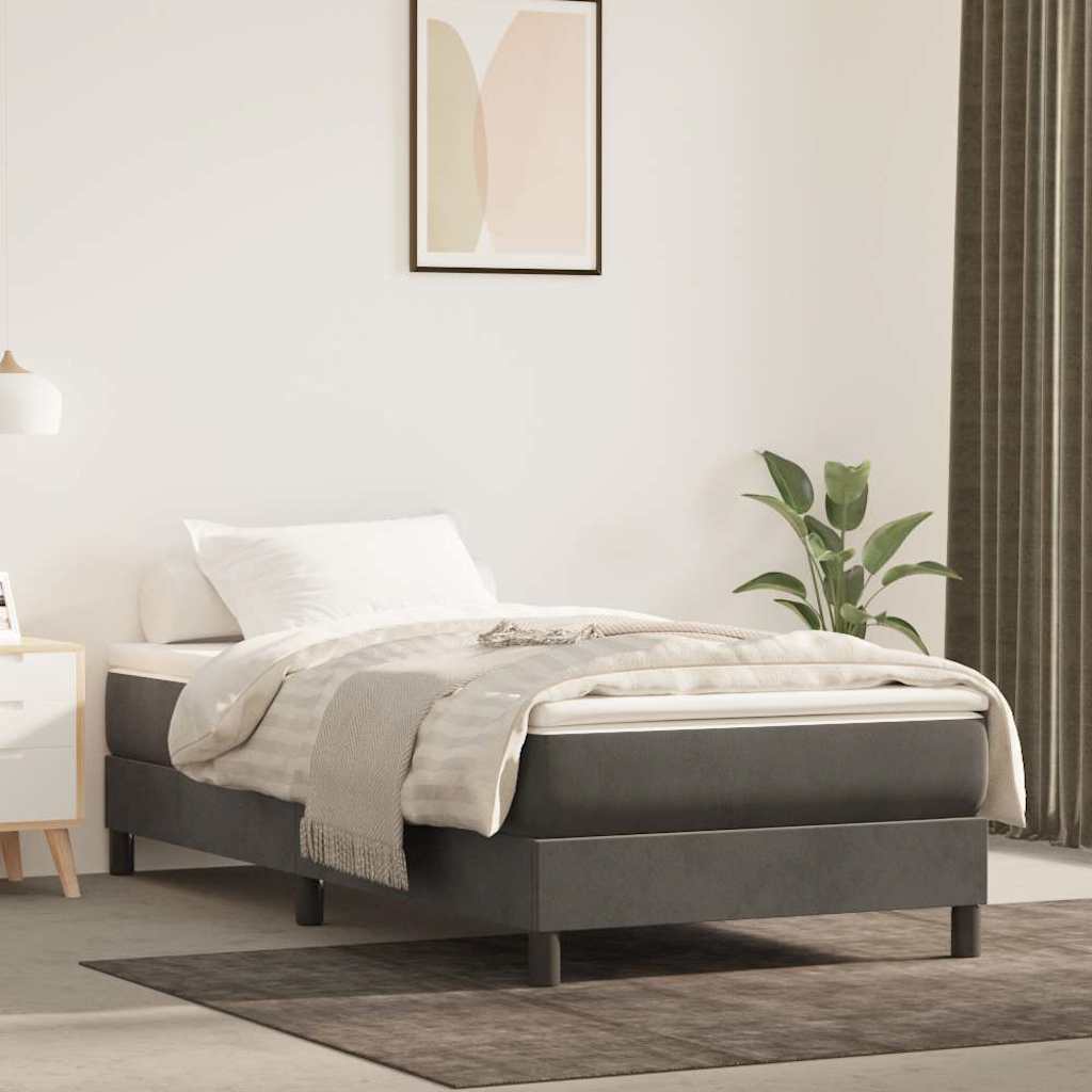 Vidaxl pocketveringmatras medium twin 100x190x20 cm fluweel donkergrijs