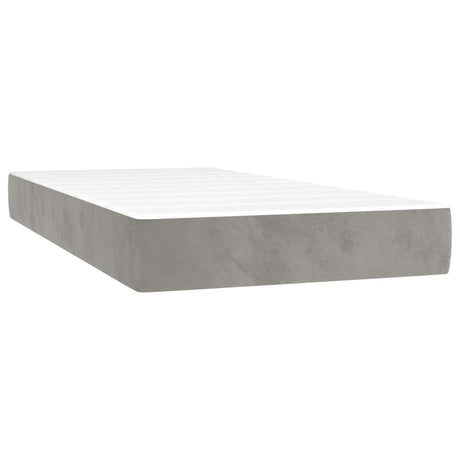 Vidaxl pocketveringmatras medium twin xl 100x203x20 cm fluweel lichtgrijs