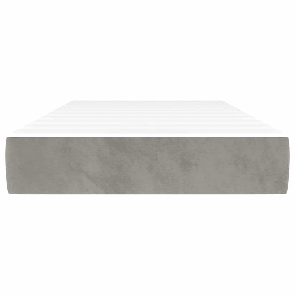 Vidaxl pocketveringmatras medium twin xl 100x203x20 cm fluweel lichtgrijs