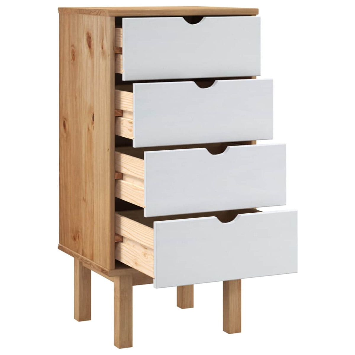 Vidaxl ladekast otta 45x39x90 cm massief grenenhout bruin en wit