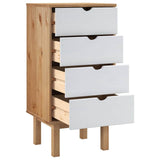 Vidaxl ladekast otta 45x39x90 cm massief grenenhout bruin en wit