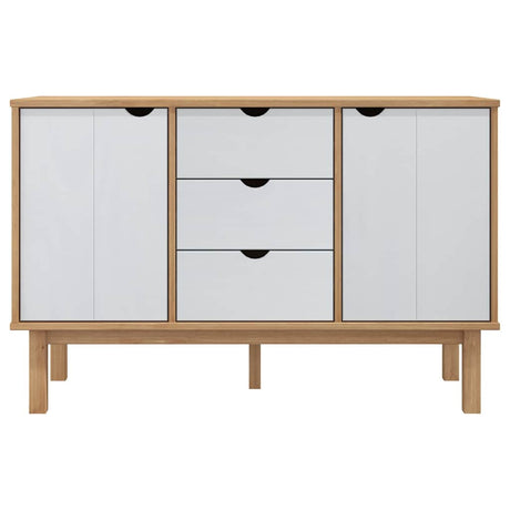 Vidaxl dressoir otta 113,5x43x73 cm massief grenenhout bruin en wit