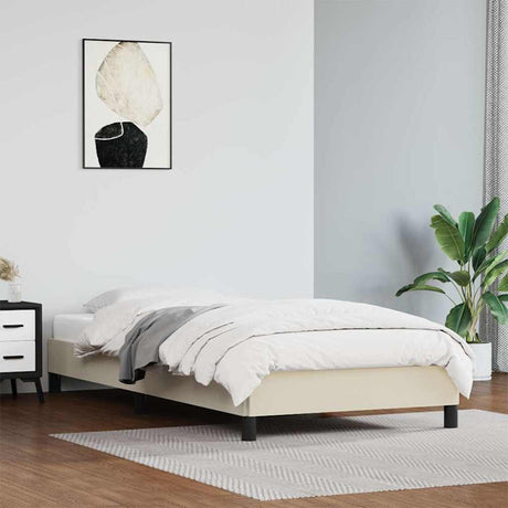 Vidaxl bedframe kunstleer crèmekleurig 90x190 cm