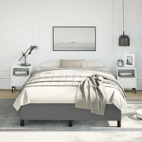 Vidaxl bedframe zonder matras donkergrijs 137x190 cm stof