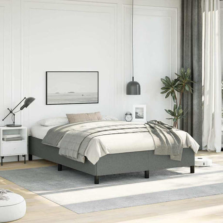 Vidaxl bedframe zonder matras donkergrijs 137x190 cm stof