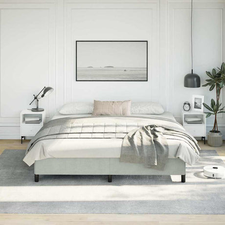 Vidaxl bedframe zonder matras lichtgrijs 193x203 cm kingsize fluweel