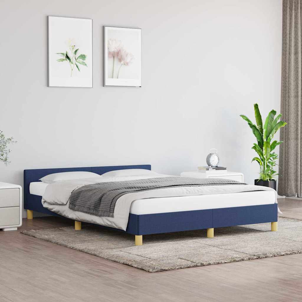 Vidaxl bedframe met hoofdeinde zonder matras 140x190 cm stof blauw