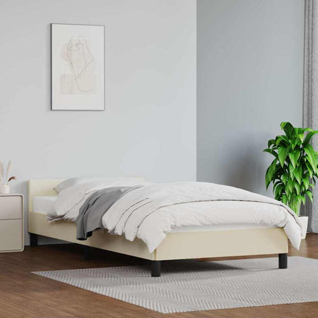 Vidaxl bedframe met hoofdeinde zonder matras 90x190 cm crèmekleurig