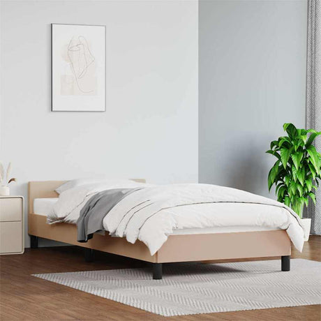 Vidaxl bedframe met hoofdeinde zonder matras cappuccino 100x200 cm