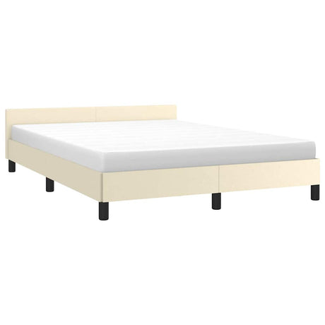 Vidaxl bedframe met hoofdeinde zonder matras 140x190 cm crèmekleurig