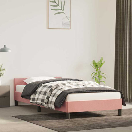 Vidaxl bedframe met hoofdeinde zonder matras 90x190 cm fluweel roze