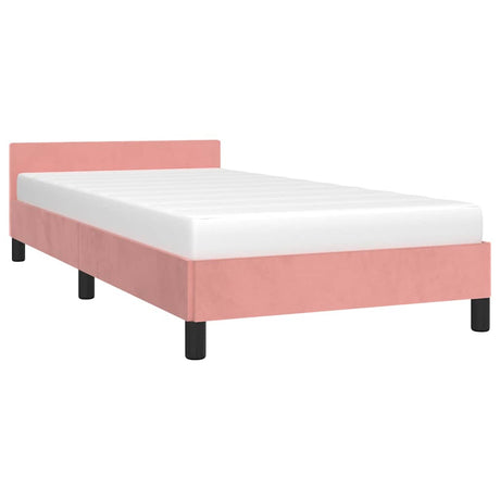 Vidaxl bedframe met hoofdeinde zonder matras 90x200 cm fluweel roze