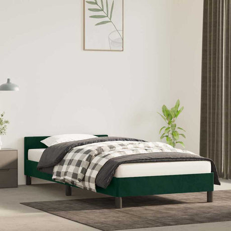Vidaxl bedframe zonder matras 100x200 cm fluweel donkergroen