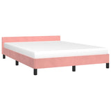 Vidaxl bedframe met hoofdeinde zonder matras 140x200 cm fluweel roze