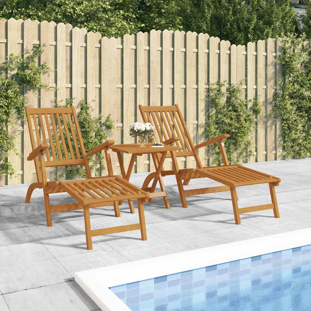 Vidaxl terrasstoelen 2 st met voetensteun massief acaciahout