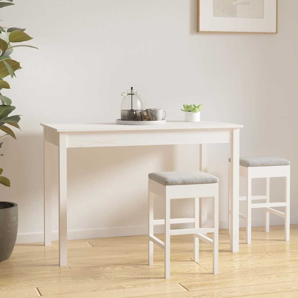 Vidaxl eettafel 110x55x75 cm massief grenenhout wit