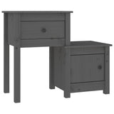 Vidaxl nachtkastje 79,5x38x65,5 cm massief grenenhout grijs