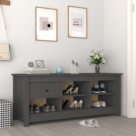 Vidaxl -Schuhschrank 110x38x45,5 cm Festkieferngrau