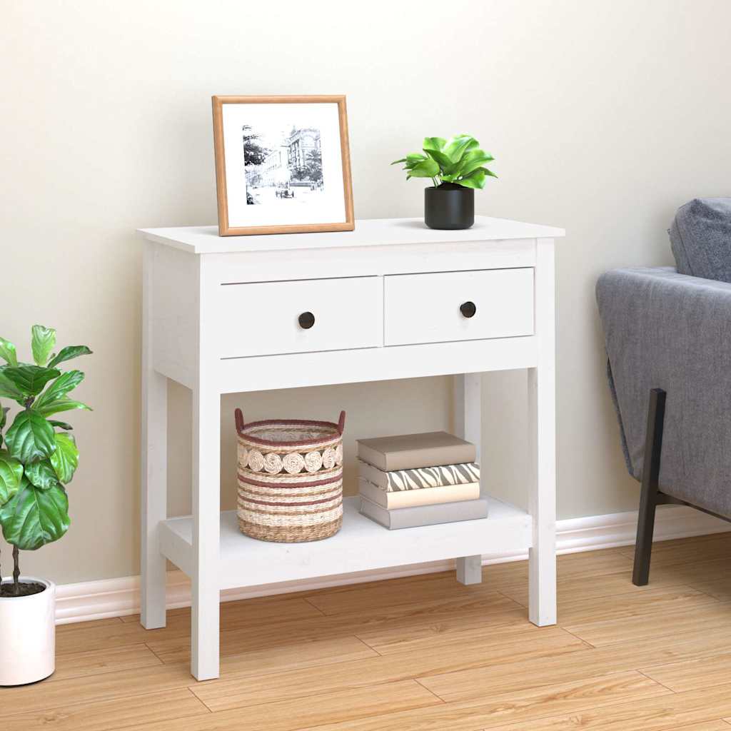 Vidaxl wandtafel 75x35x75 cm massief grenenhout wit