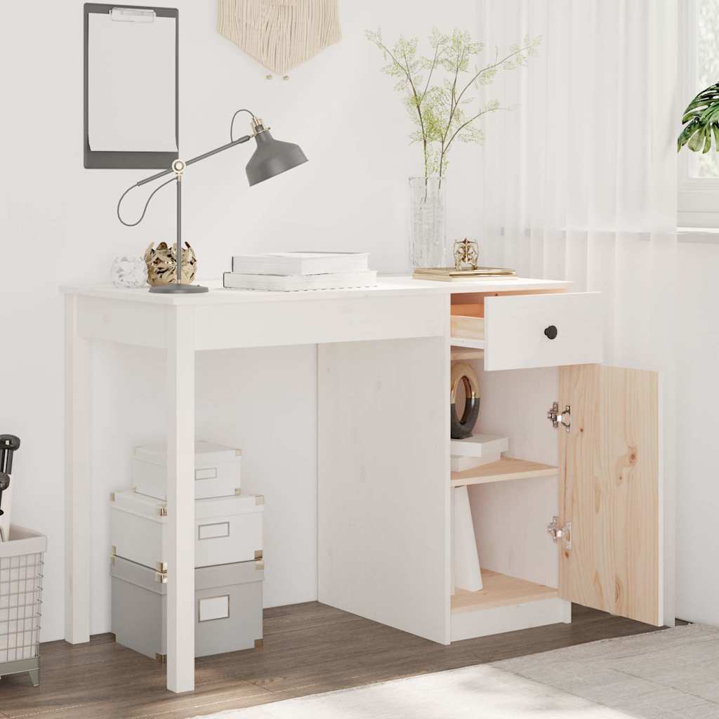 Vidaxl bureau 100x50x75 cm massief grenenhout wit