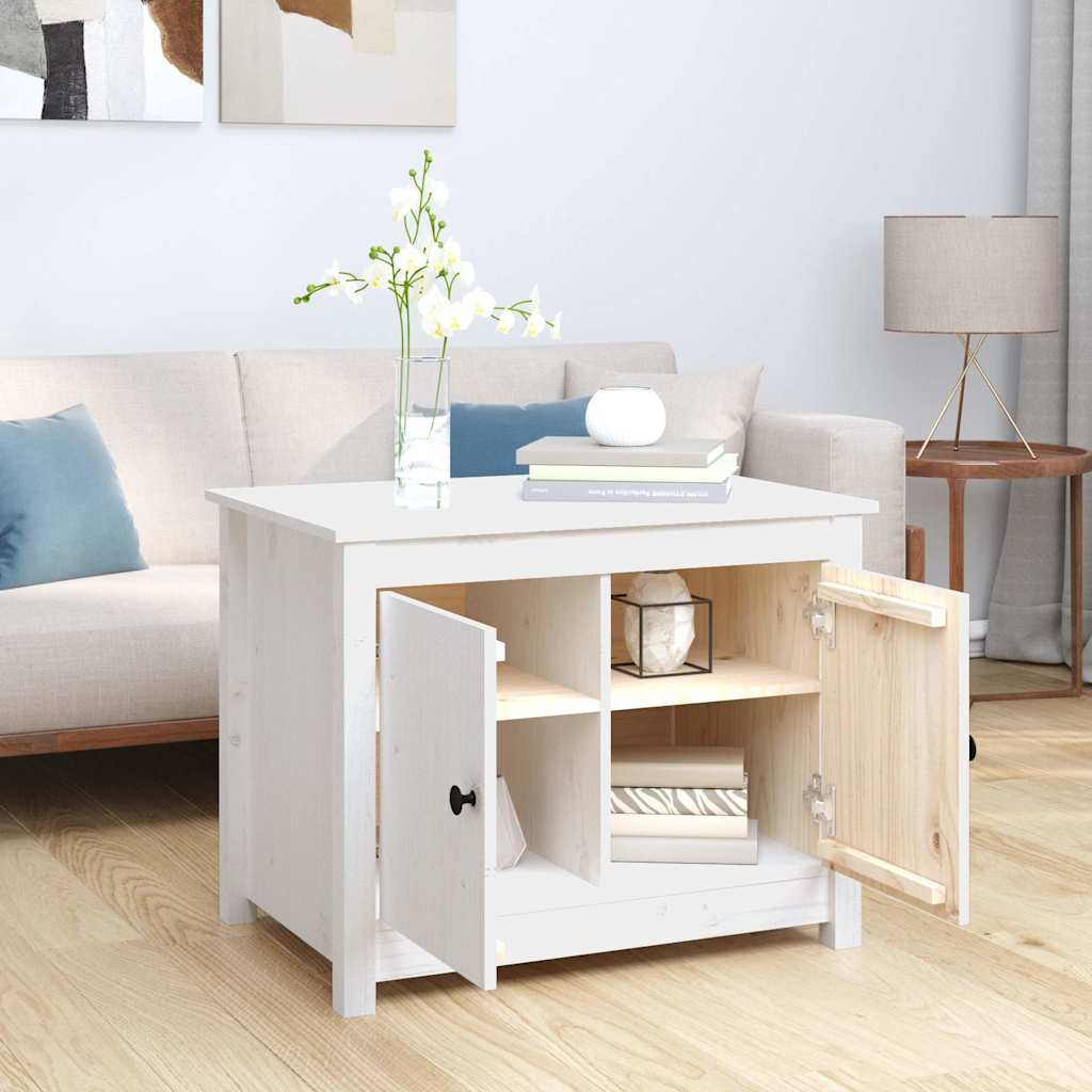 Vidaxl salontafel 71x49x55 cm massief grenenhout wit
