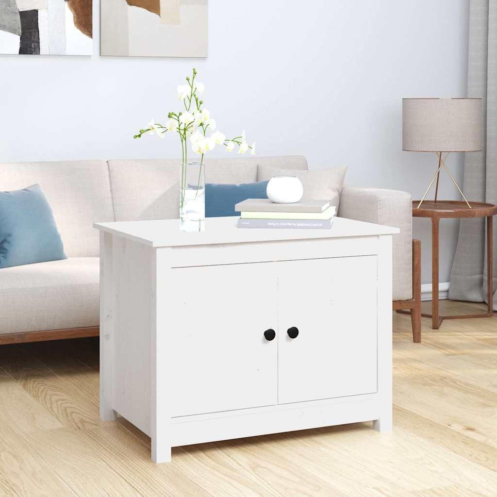 Vidaxl salontafel 71x49x55 cm massief grenenhout wit