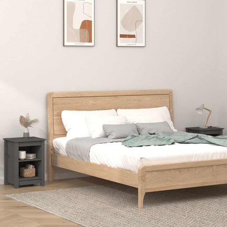 Vidaxl nachtkastjes 2 st 40x35x55 cm massief grenenhout grijs