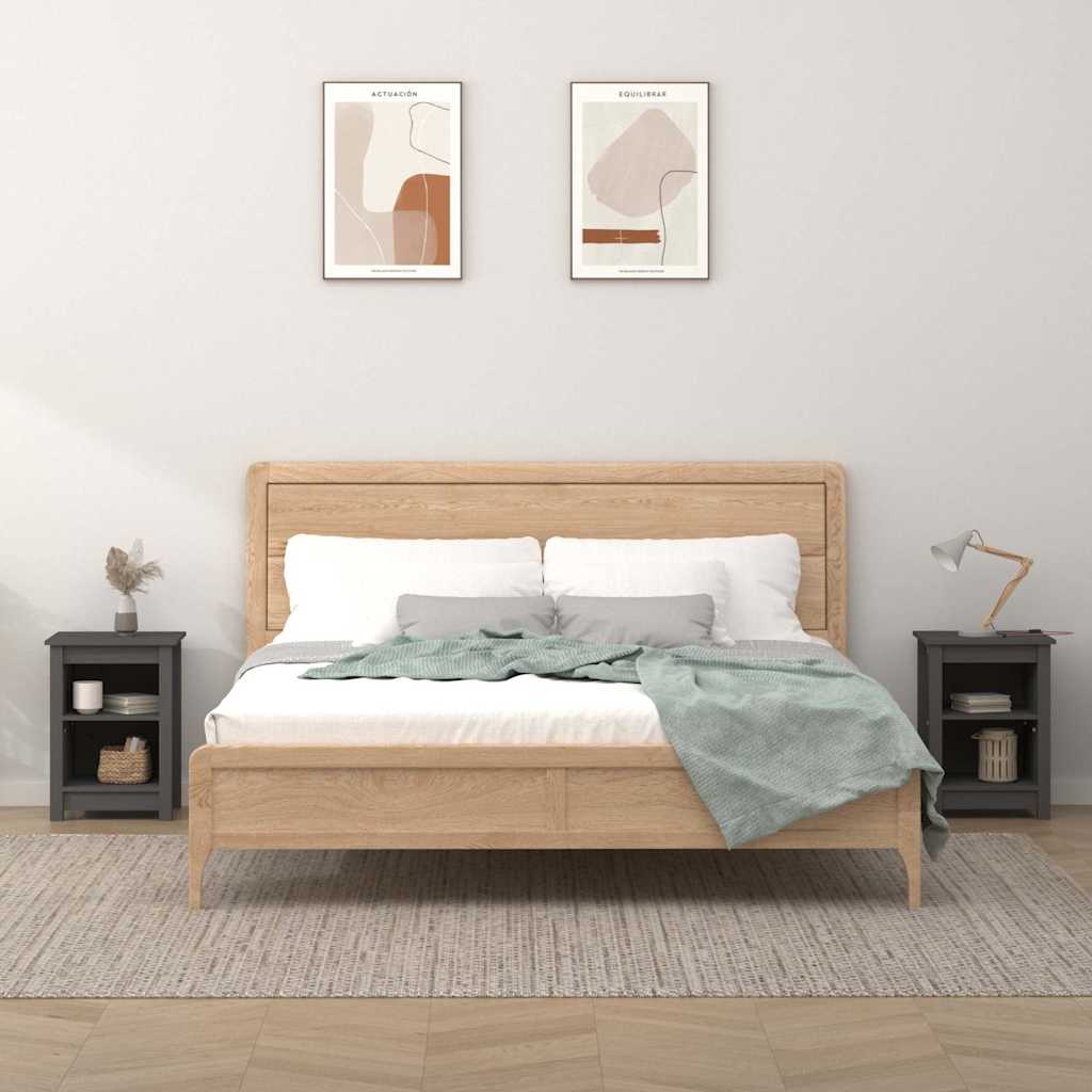 Vidaxl nachtkastjes 2 st 40x35x55 cm massief grenenhout grijs