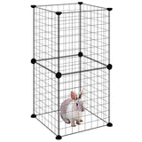 Vidaxl -Haustiere Käfig mit 8 Panels 35x35 cm Stahlschwarz