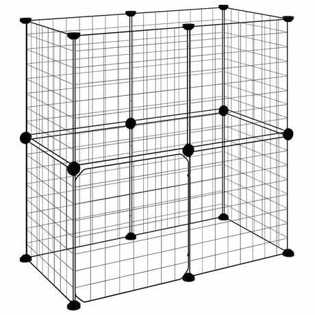 Vidaxl -Haustiere Käfig mit Tür 12 Paneele 35x35 cm Stahl schwarz
