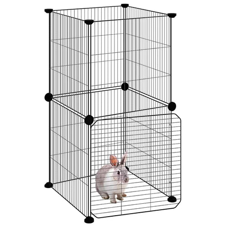 Vidaxl -Haustiere Käfig mit Tür 8 Paneele 35x35 cm Stahl schwarz