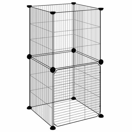 Vidaxl -Haustiere Käfig mit Tür 8 Paneele 35x35 cm Stahl schwarz