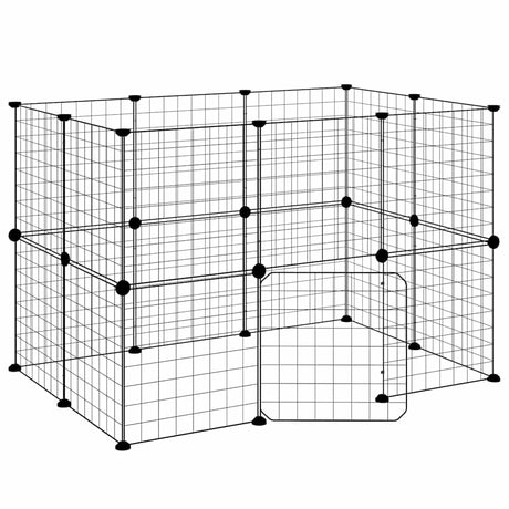 VidaXL Haustierkäfig mit Tür 20 Paneele 35x35 cm Stahl schwarz