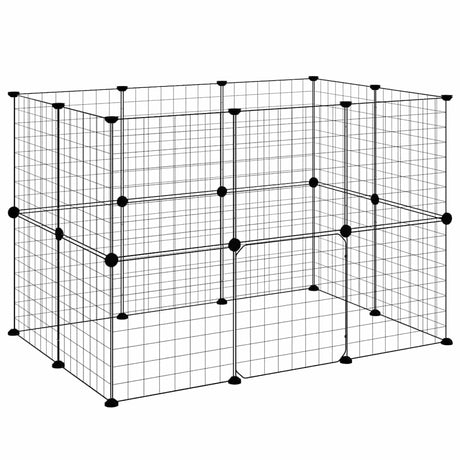 VidaXL Haustierkäfig mit Tür 20 Paneele 35x35 cm Stahl schwarz