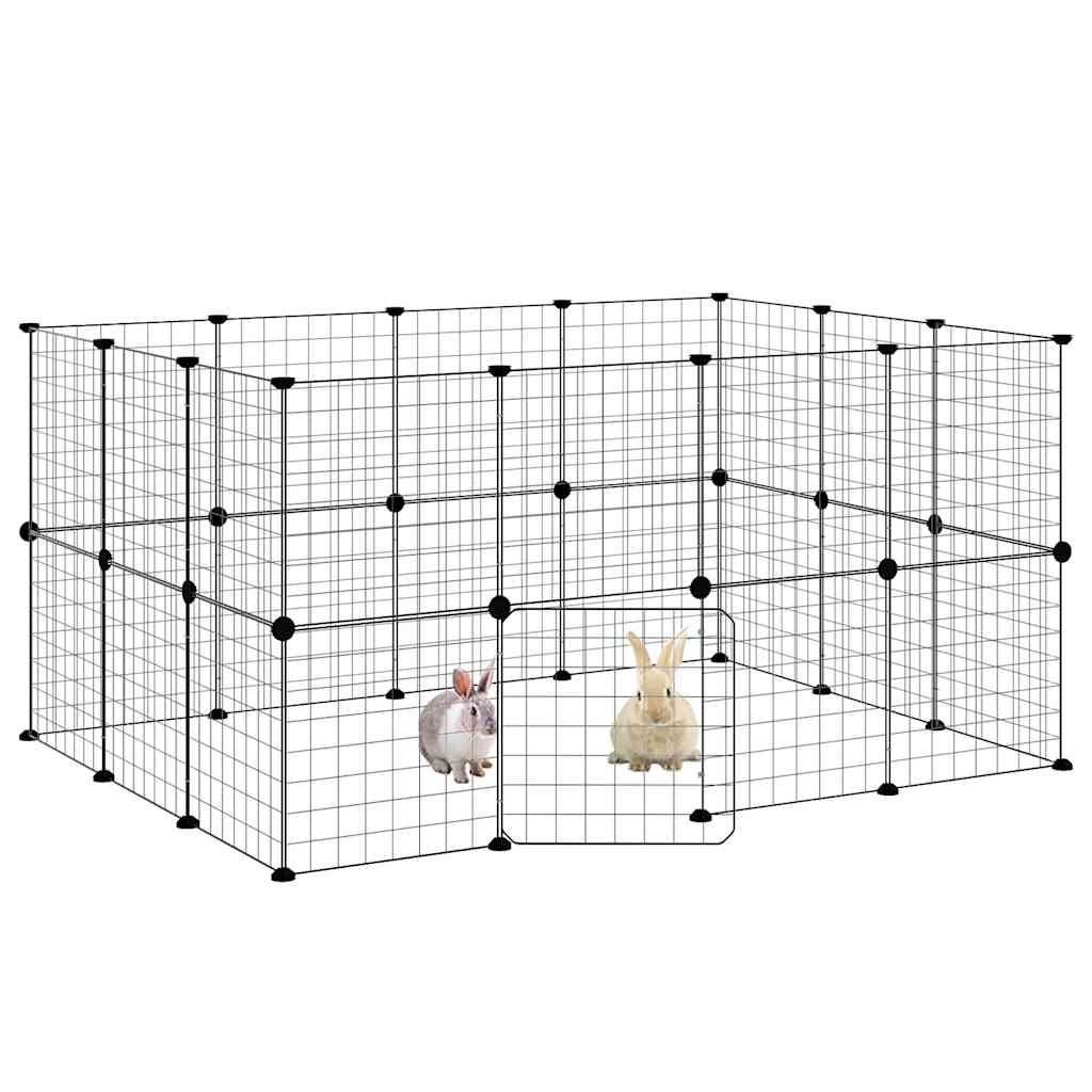Vidaxl Haustiere Käfig mit Tür 28 Paneele 35x35 cm Stahl schwarz