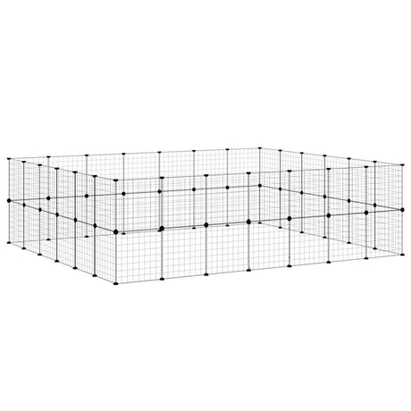 Vidaxxl Haustierkäfig mit Tür 52 Paneele 35x35 cm Stahl schwarz