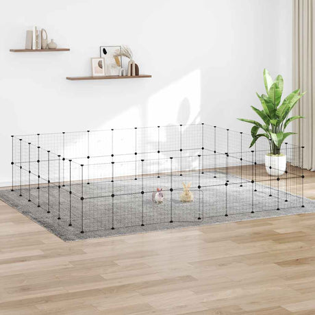 Vidaxl Pet Cage mit Tür 60 Paneele 35x35 cm Stahl Schwarz