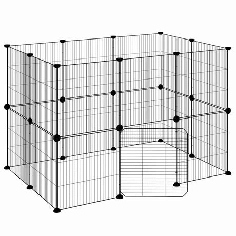 VidaXL Haustierkäfig mit Tür 20 Paneele 35x35 cm Stahl schwarz