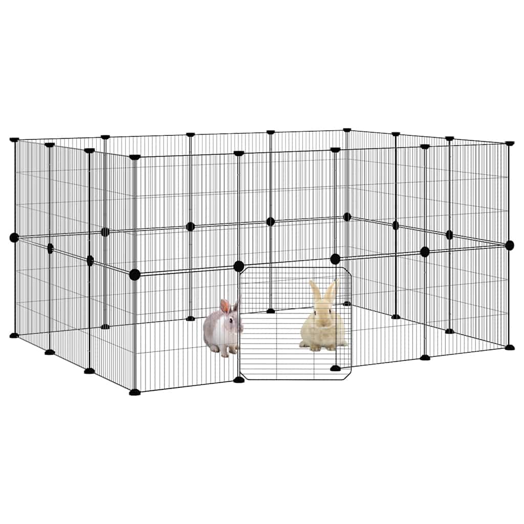 Vidaxl Haustiere Käfig mit Tür 28 Paneele 35x35 cm Stahl schwarz