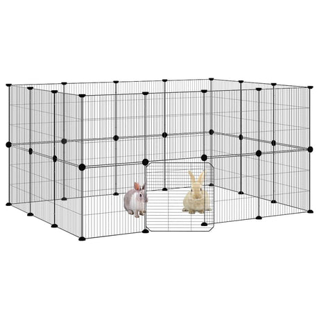 Vidaxl Haustiere Käfig mit Tür 28 Paneele 35x35 cm Stahl schwarz