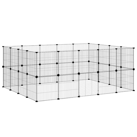 Vidaxxl Haustierkäfig mit Tür 36 Paneele 35x35 cm Stahl schwarz