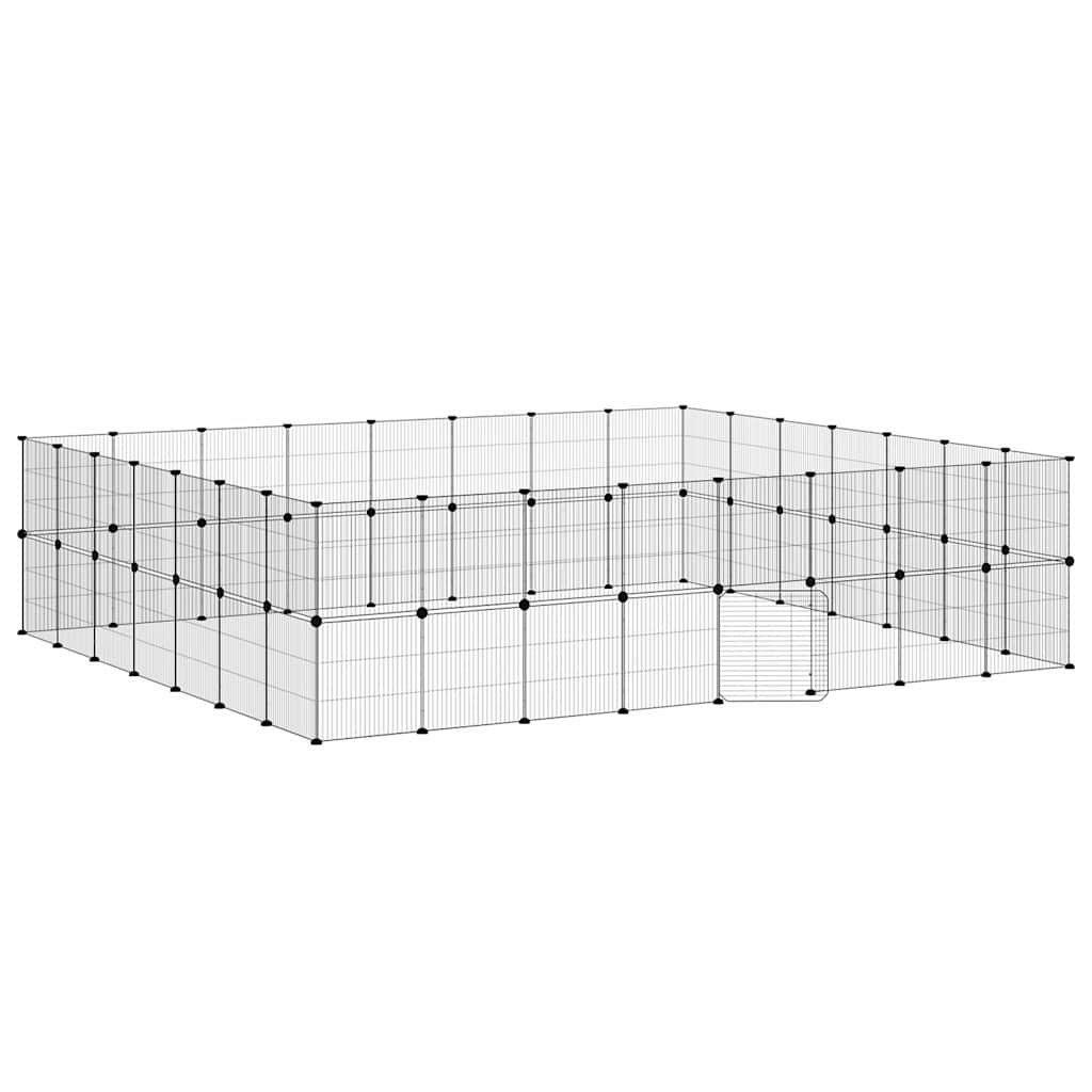 Vidaxxl Haustierkäfig mit Tür 60 Paneele 35x35 cm Stahl schwarz