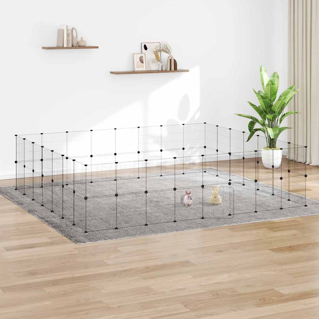Vidaxxl Haustierkäfig mit Tür 60 Paneele 35x35 cm Stahl schwarz