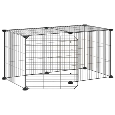 Vidaxl -Haustiere Käfig mit Tür 8 Paneele 35x35 cm Stahl schwarz