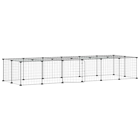 Vidaxxl Haustierkäfig mit Tür 28 Paneele 35x35 cm Stahl schwarz