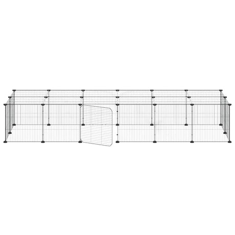 Vidaxxl Haustierkäfig mit Tür 28 Paneele 35x35 cm Stahl schwarz