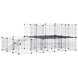 Vidaxl -Haustiere Käfig mit Tür 44 Paneele 35x35 cm Stahl schwarz